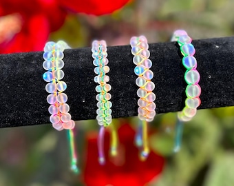 Custom Order Firefly Mermaid Glass Beaded 2 bracelets 7 inches and 5 iches