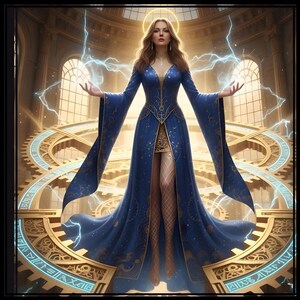 ClockAlthenaR: The Time Goddess | 300 DPI Digital Download | Fantasy Character Art | AI Generated Prints
