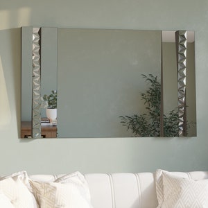 Large Wall Mirror for Unique Living Room Decor - Rectangular Mirror, Unique Bathroom Vanity Mirror - Designer Aesthetic Statement Piece