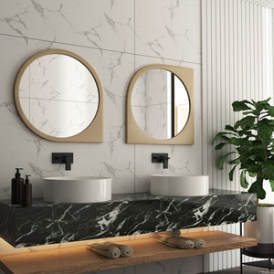 Asymmetrical Mirror Modern Curved Wall Decor Mirror – Unusual Irregular Minimal Design Mirror, Gold Mirrors, Small Mirrors, Vanity Mirrors