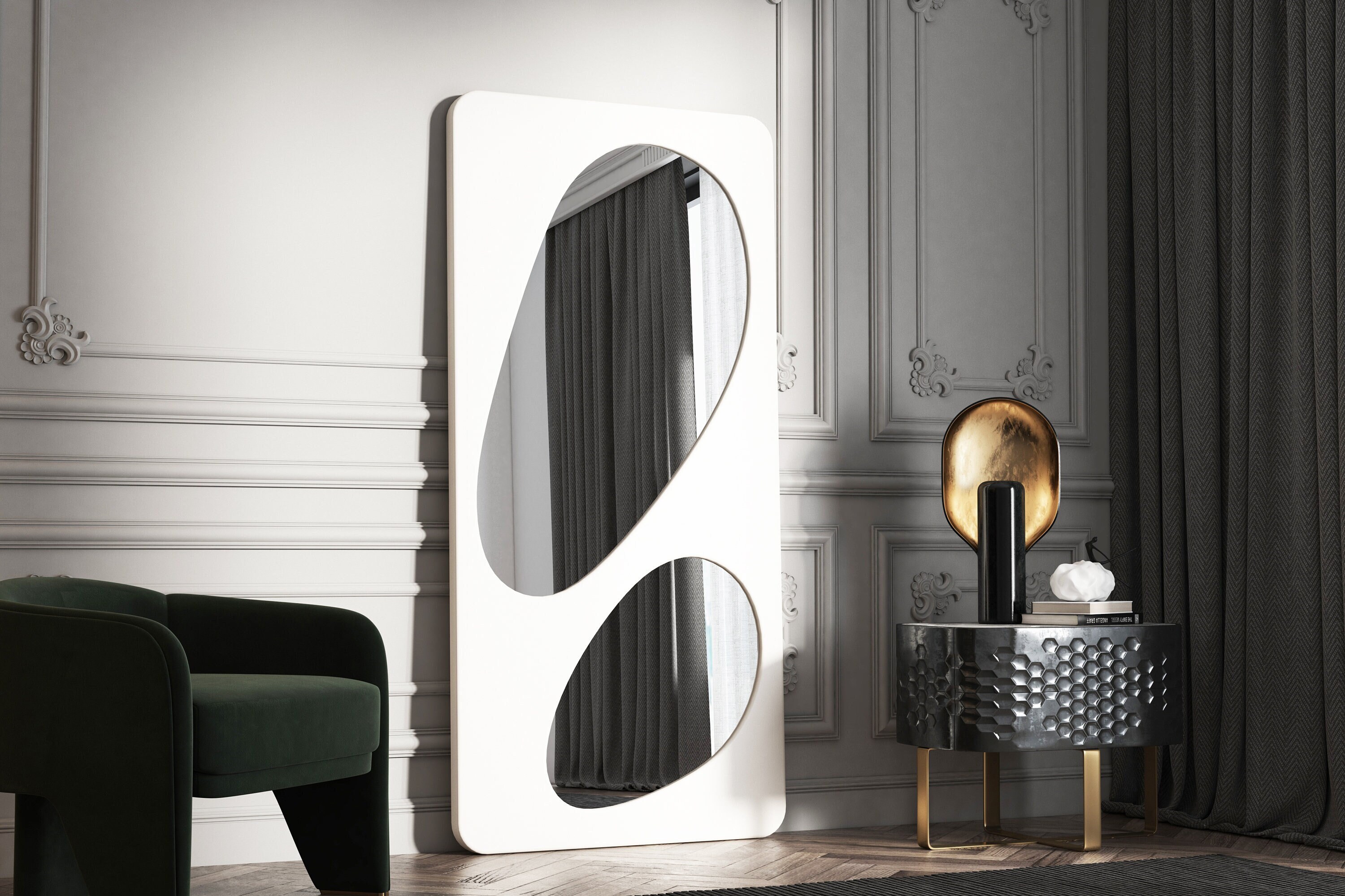 ASYMMETRICAL WALL MIRROR Big Wall Mirror, Full Length Mirror, Floor