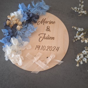 portafedi in legno personalizzato - portafedi rustico, matrimonio, fiori secchi,