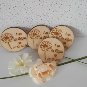 Magnet en bois personnalisé frigo/ aimant maître maîtresse atsem mariage baptême, anniversaire occasions, fêtes, offrir, naissance 5cm sans sac