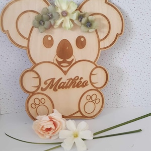 placa de habitación personalizada - decoración de pared - niño - regalo de nacimiento - idea de regalo - panda - zorro - perro - flores - koala