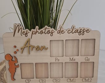Panneau en Bois / cadre photo  Double Épaisseur pour Photos d'École - De la PS  au CM2 -