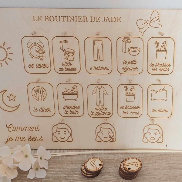 tableau routine et émotion enfant- cadeaux personnalisé, noël, anniversaire,