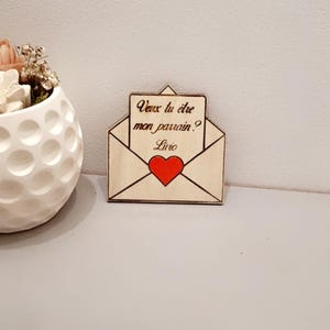magnet forme enveloppe  pour demande parrain marraine