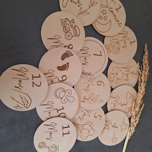 Cartes étapes bébé bois, cadeau de naissance, 12 mois liste naissance photo mensuelle.