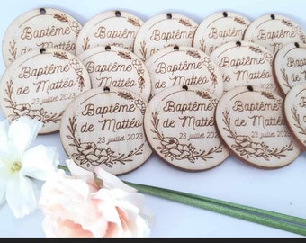 medaglie in legno personalizzate per battesimo, etichetta, matrimonio, comunione, compleanno, scatola di dolciumi o tavola personalizzata