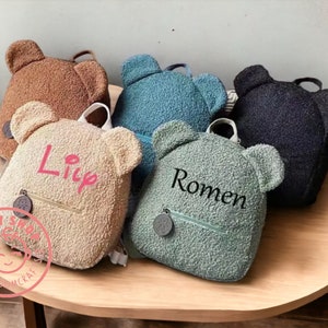 Sac à dos ours en peluche pour tout-petits, sac à dos de voyage personnalisé, cadeau enfant pour bébé, sac prénom personnalisé