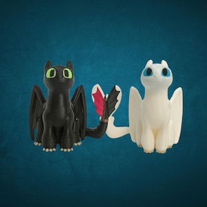 Sitting Toothless and Light Fury Figurines| 3D Printed Cute Toothless Figure| Toothless or Light Fury| HTTYD| How to Train Your Dragon Gifts