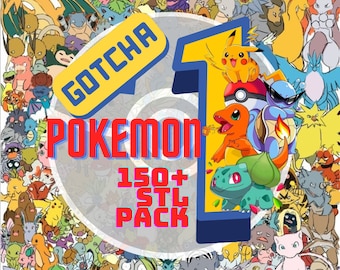 150 + Pokemon STL 3D File Bundle Pack 3D Printed Pokemon File - Pokemon Miniatures Models, STL Pokemon High quality