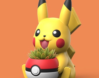 Pokemon Planter STL 3D File Bundle Pack, Pokemon Files - Pikachu, Charmander, Squirtle, Bublasaur, Eevee, Pokemon model High quality