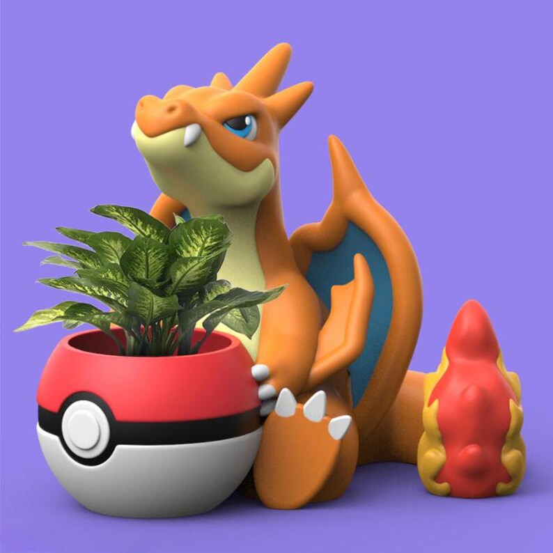 3D Printed Pokéball Planter – Pokémon Themed – Multiple Colors, Sizes S/M/L/XL
