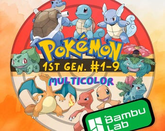 Pokemon 3MF !COLORED! Bambulab/Prusa ready 3D File Bundle Pack 1 GEN #1-9 - Pokemon Miniatures Models, 3MF Pokemon High quality