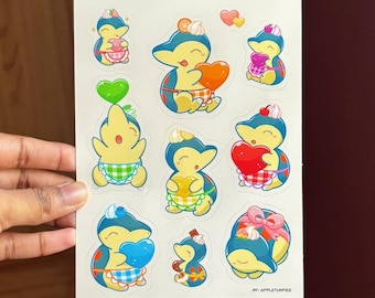 Colorful Hearts Cyndaquil Sticker Sheet