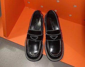 Gentlewoman 3.0 | Women's Asymmetric Square Toe Leather Loafer Shoes in Black | Style and Comfort Slip On Loafer Flats for Women