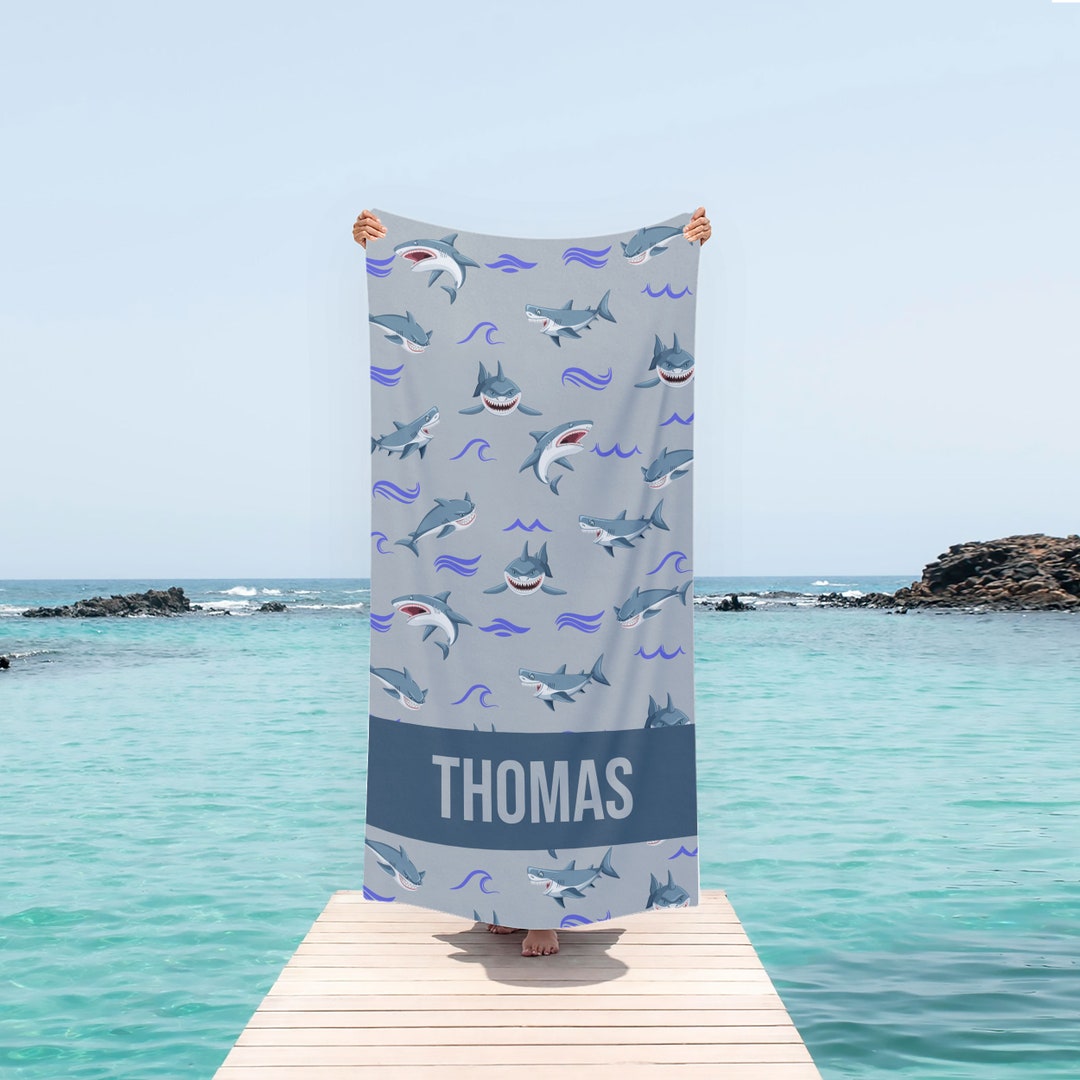 Personalized Beach Towel With Name - Custom Microfiber Bath Towel 30x60 Inches For Adults & Kids
