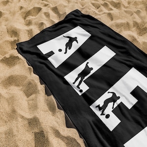 Custom Soccer Beach Towel, Personalized Named Bath Towel, Sports Team Pool Gift, Present For Kids/Toddler/Boys, Summer Sport Favor