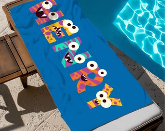 Monster  Beach Towel, Personalized Pool Bath Towel, Custom Home Decor, Present For Kids/Toddler/Boys, Party Favor Gifts, Holiday Gift,Summer