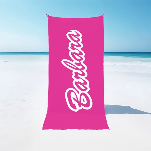 Pinky Personalized Beach Towel, Custom Name Pink Pool Towel, Vacation Anniversary Birthday Towel, Gift for Daughter Girl Her and Ladies