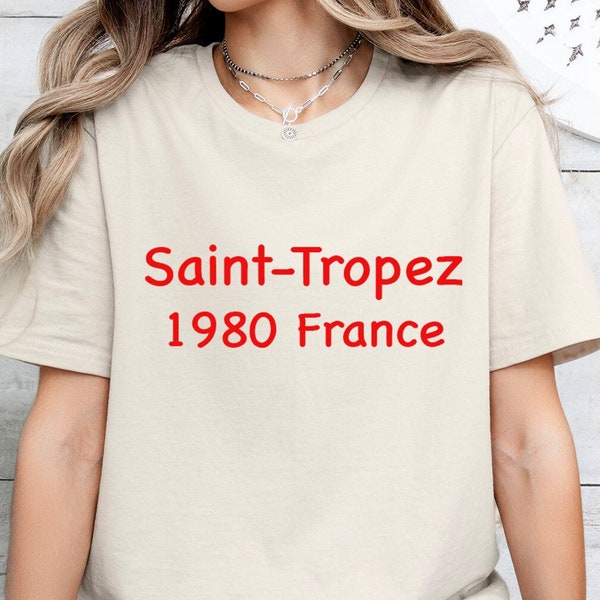 Saint Tropez 1980 France Graphic Tee - Womens T-shirt - Vintage Graphic - French Riviera Graphic T-shirt - Retro Beachwear Style