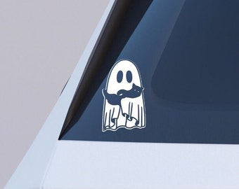 Ghost Holding Cat Vinyl Decal Too Cute to Spook – Spooky Cute Halloween Vinyl Sticker Kitty and Ghoul Cozy Gothic