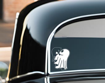 Ghost Holding Cat Vinyl Decal – Halloween Sticker
