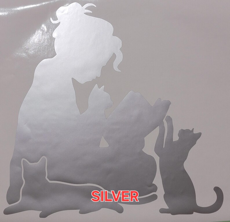 Bookish Woman & Clowder of Cats Vinyl Decal: Laptop, Tumbler, Car ...