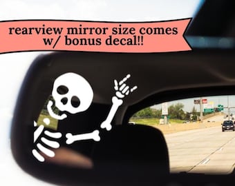 The Original Skeleton Throwing Horns Decal: Rockin' Skull Vinyl Sticker - Waterproof Car Decal - Gift For Dad