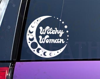 Witchy Woman Vinyl Decal: Moon & Mystical Vibes