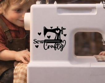 Sew Crafty Vinyl Decal – Sewing Machine Sticker, Waterproof & Weatherproof -