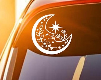 Decal - Moonlit Whimsy! Celestial Crescent Moon Vinyl Decal – Car, Laptop, Tumbler Sticker