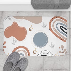 Abstract Rainbow Bath Mat- Decorative Bathmat- Affordable Bat Rug- Modern Bath Mat- Memory  Foam Bathmat-  Boho Decor- Washable Bathmat