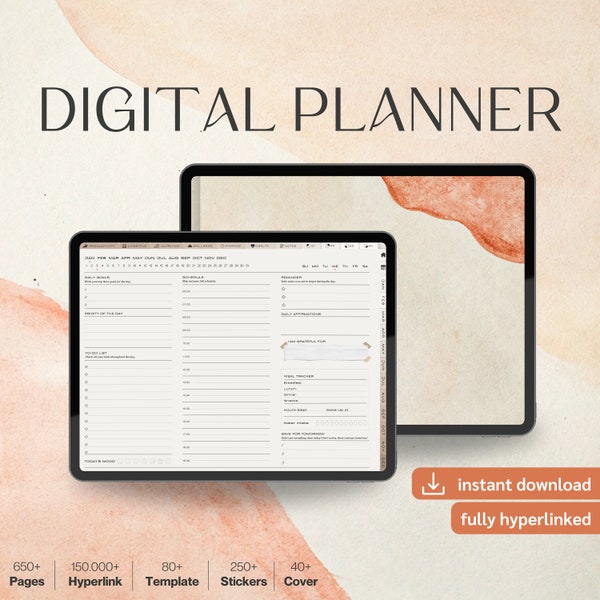 2024 Digital Planner with Landscape | Dated Planner for Goodnotes, Notability | Aesthetic, Boho | Ipad Planner | Daily, Monthly Planner 2024