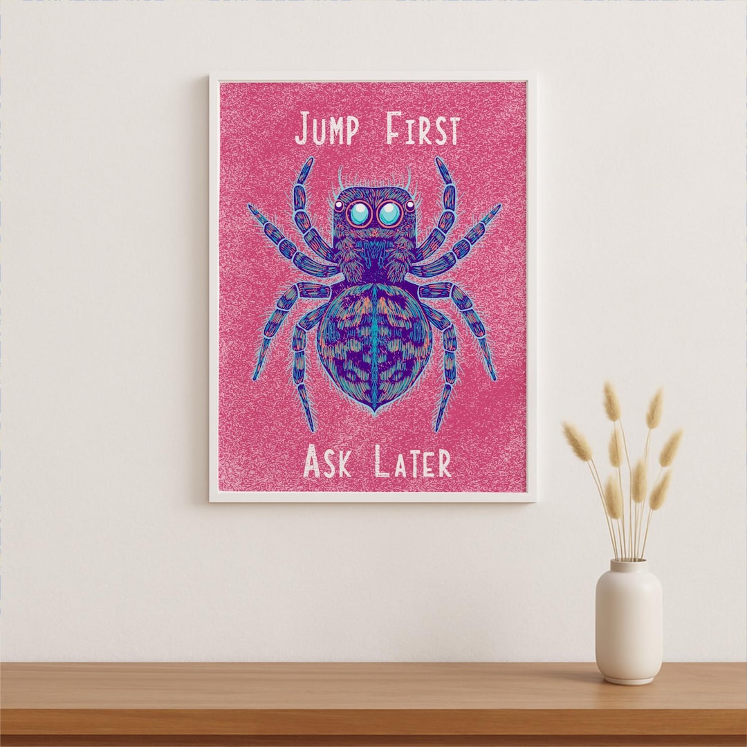 Jumping Spider Digital Print Funny Motivational Wall Art Creepy Cute ...