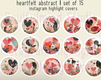 Abstract Heart Instagram Highlight Covers - Romantic Art Icons (Digital Download)