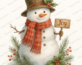 30 imágenes prediseñadas de muñeco de nieve vintage, arte navideño retro, imágenes prediseñadas de muñeco de nieve rústico, imágenes prediseñadas de muñeco de nieve de acuarela, PNG de Navidad, PNG de muñeco de nieve