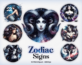 Sternzeichen Zeichen, astrologische Cliparts, Horoskop, himmlisch, Aquarell Sternzeichen, astrologische Aquarell png, Scrapbook, Sternzeichendekor