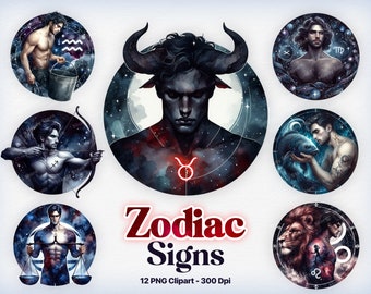 Astrologische Cliparts, Sternzeichen Cliparts, Aquarell Sternzeichen, Astrologische Aquarell png, Horoskop, Celestial, Scrapbook, männliches Sternzeichen png
