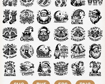 Paquete SVG navideño, archivos de corte SVG navideños, SVG navideño, PNG navideño, SVG de decoración navideña, SVG de silueta navideña, Cricut navideño, DXF