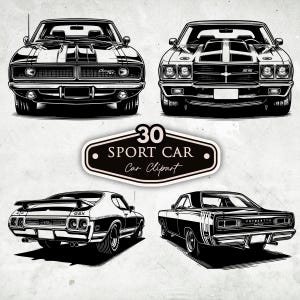 30 Muscle Car SVG Bundle Classic | Modern Car Cut Files for Cricut & Sublimation | DXF, EPS, png, jpeg | Car Print | Car svg | Car png, jpeg