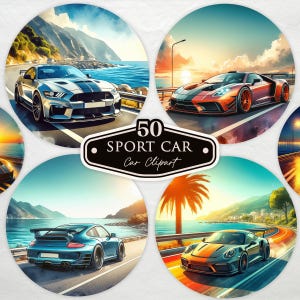 50 sport auto PNG clipart, aquarel sport auto clipart, sport auto clipart, auto sublimatie, supercars, digitale download, commercieel gebruik