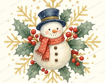 Adornos navideños de acuarela, tarjetas navideñas imprimibles (descarga digital)