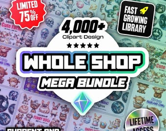 2000+ Clipart Mega Bundle, Watercolor Clipart, Whole Shop Lifetime Access, Printable Papercraft, Junk Journal Digital (PNG Digital Download)
