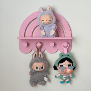 Labubu Display Wall Shelf and Peg Rack I Figurine Display Shelf Stand