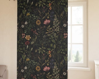 Cortinas opacas Dark Academia Cottagecore / Hierbas y plantas de boticario vintage / Cortinas botánicas maximalistas y melancólicas / Panel de 127 x 213 cm (1 pieza)