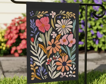 Blumenmarkt-Gartenfahne, botanische Matisse-Yard-Dekor, Boho-Frühlingshaus-Fahne mit Blumenästhetik, Gärtnergeschenk