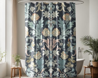 Rideau de douche bohème Rideau de douche William Morris Rideau de douche floral vert antique Rideau de douche botanique vintage Bain Cottagecore