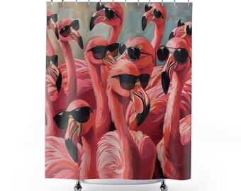 Lustiger rosa Flamingo-Duschvorhang, lustiger Party-Flamingos-Duschvorhang, lustiger Badezimmer-Dekor, lustiges Geschenk-Duschvorhang